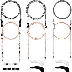 6 Pieces Eyeglass Chains Elegant Eyewear Retainer Beaded Eyeglass Strap Holder